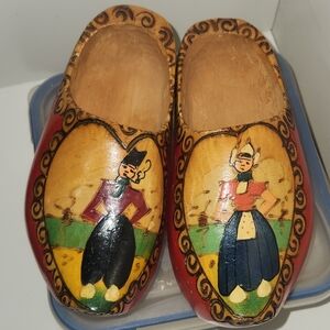 Vintage Polish Handcarved and Painted Clogs